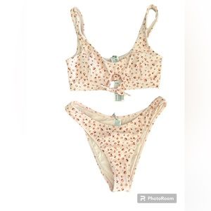 Forever 21, two piece, bathing suit, pink animal print